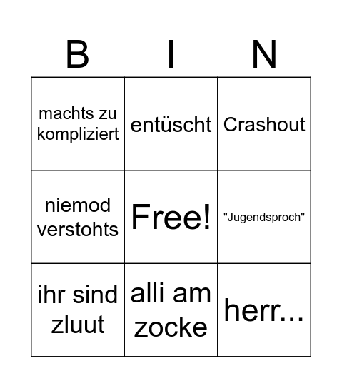 Schuel Bingo Card