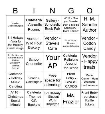 RRMS Winter Literacy Night             Ask an Adult or Student on duty to stamp your card Bingo Card