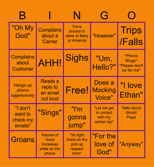 Things Jennifer Does Everyday Bingo Card