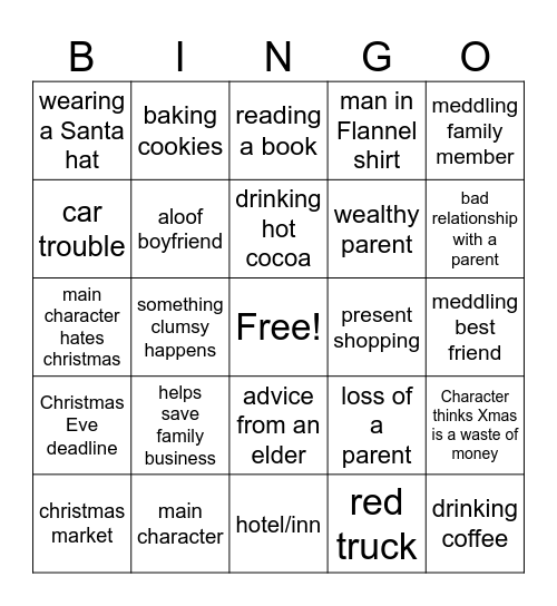 Christmas Movie Bingo Card