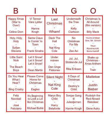 AKKS Julemusikkbingo runde 2<3 Bingo Card