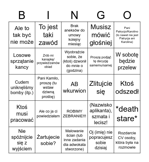 Pawilon Bingo Card