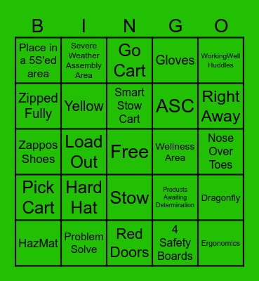 DHT4 Safety Bingo Card