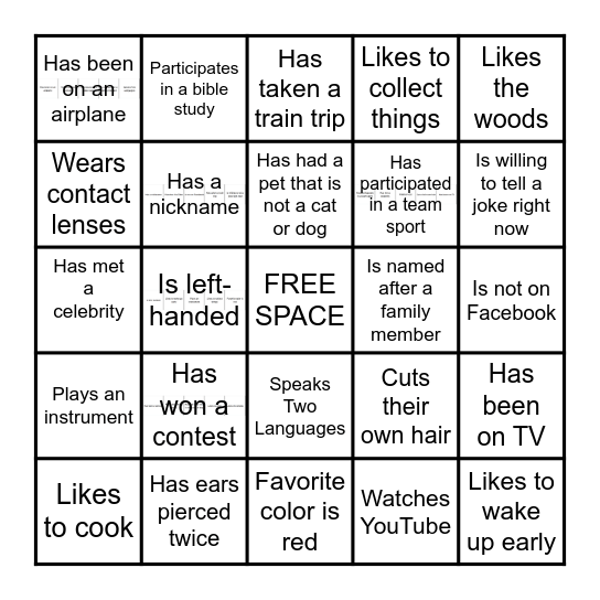 HUMAN BINGO Card