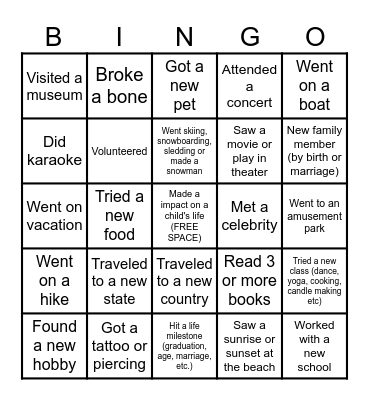2023-2024 Bingo! Bingo Card