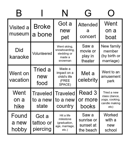 2023-2024 Bingo! Bingo Card