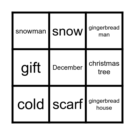 December Bingo Card