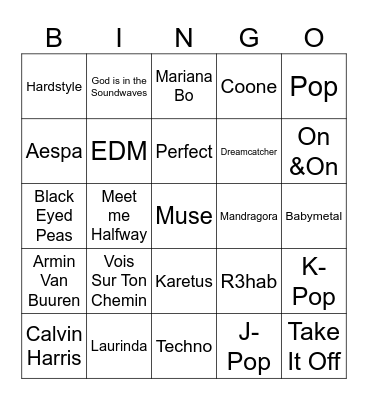 Spotify Wrapped Bingo Card