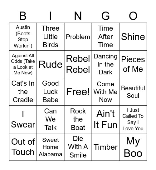 '4' Music Bingo #3 Bingo Card