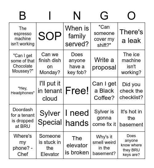 Anthem Bingo Card