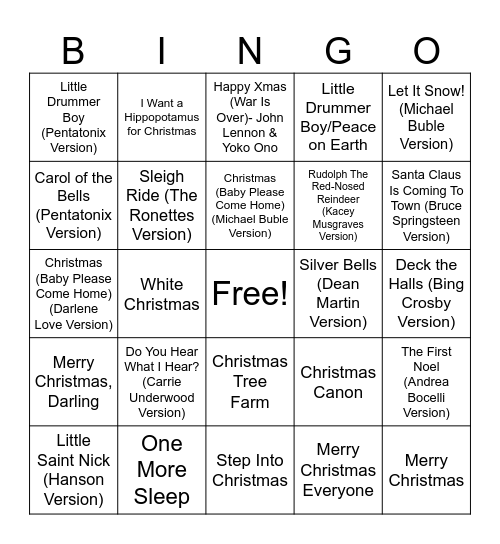 Christmas Bingo Card