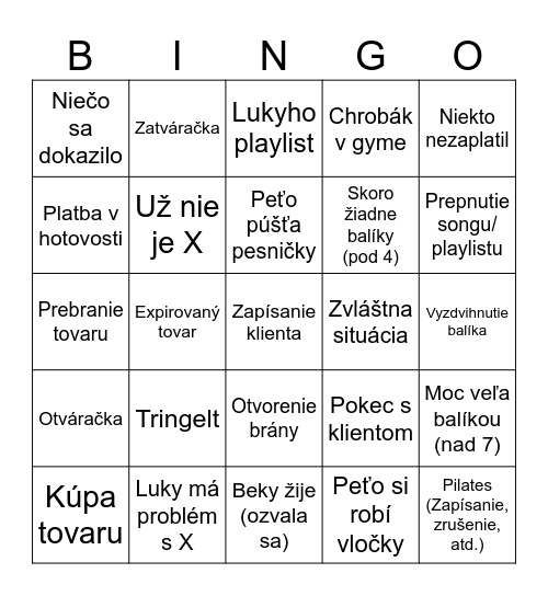 Recepcia BINGO Card