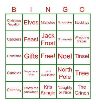 CHRISTMAS Bingo Card