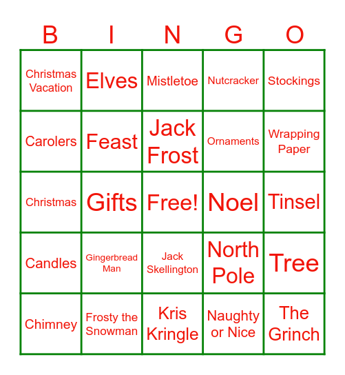 CHRISTMAS Bingo Card