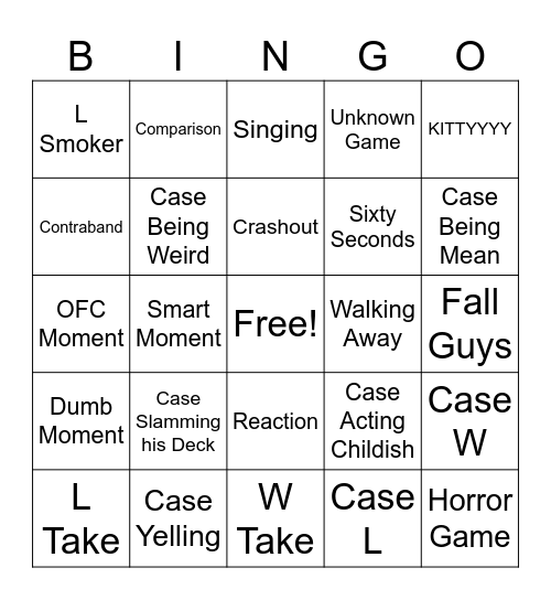 Caseoh Bingo Card