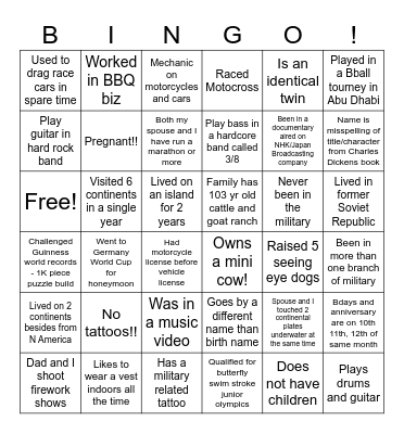 TRAX ICE BREAKER Bingo Card