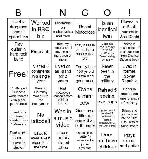 TRAX ICE BREAKER Bingo Card