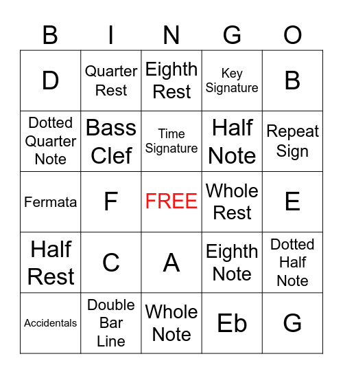 Band Bingo Card