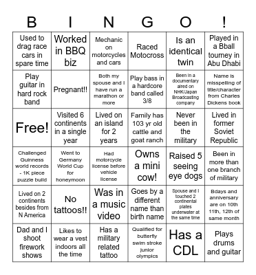 TRAX ICE BREAKER Bingo Card