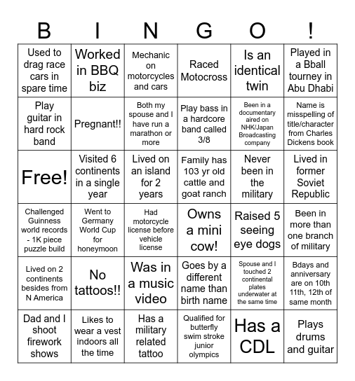 TRAX ICE BREAKER Bingo Card