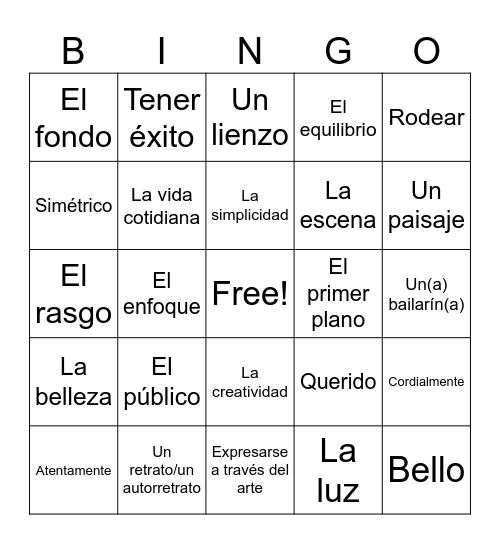 La belleza y la estetica Bingo Card