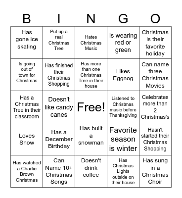 Christmas Bingo Card