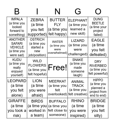 SAFARI BINGO Card