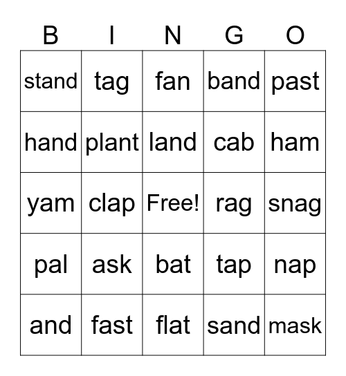 Level 1, Lesson 1 (Words) Bingo Card