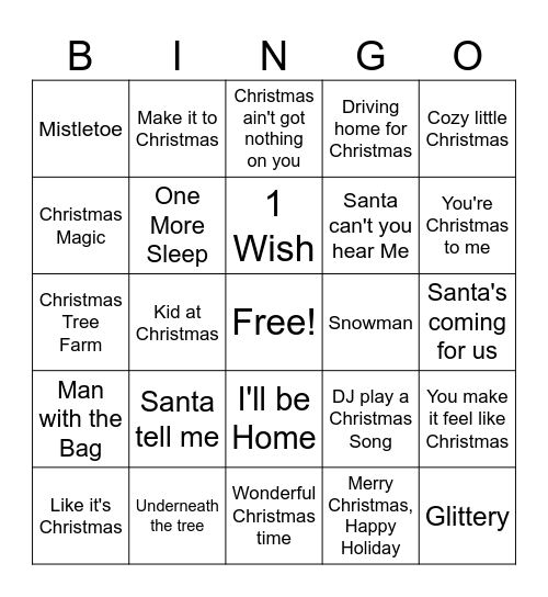 Pop Christmas Bingo Card