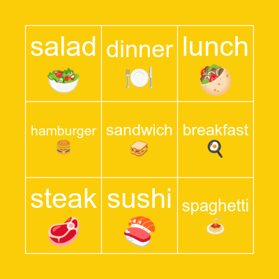 FOOD Bingo Card