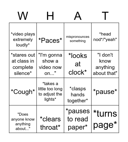 Gulley Bingo Card