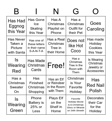 Thornwell Holiday Bingo Card