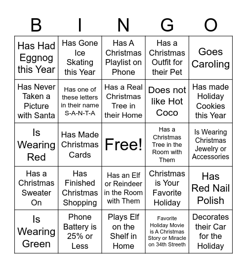 Thornwell Holiday Bingo Card