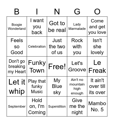 Old Groove Bingo Card
