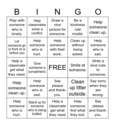 KINDNESS BINGO Card
