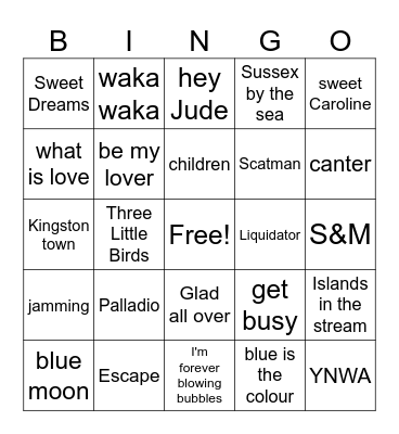 Football Music Bingo Card
