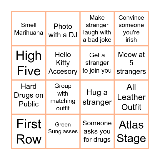 CONTACT FESTIVAL Bingo Card