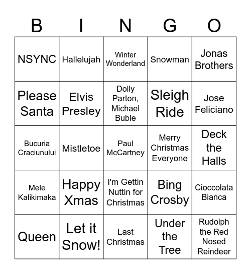 Christmas Bingo Card