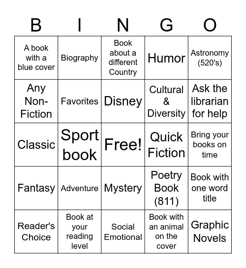 Library Bingo Card