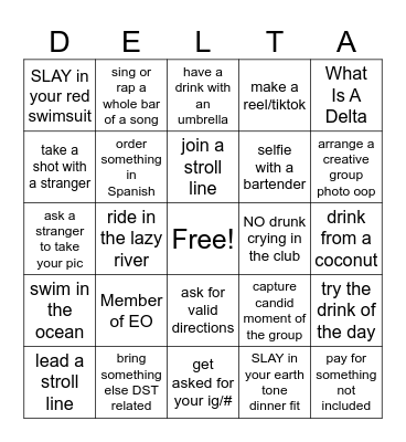 7 F.D. Punta Caña Takeover Bingo Card