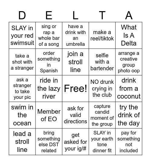 7 F.D. Punta Caña Takeover Bingo Card