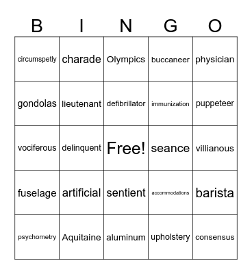 d Bingo Card