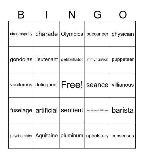 d Bingo Card