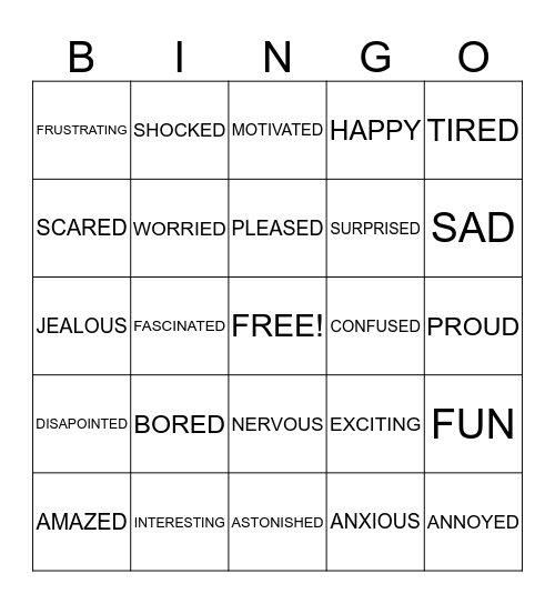 Unit 11 Bingo Card