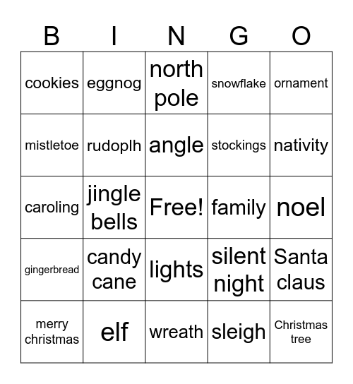 Christmas Bingo Card