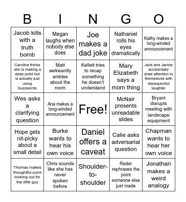 PD Day Bingo Card
