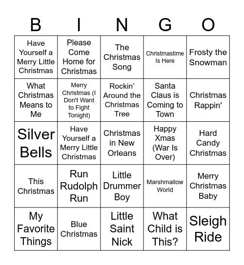 Christmas Bingo Card