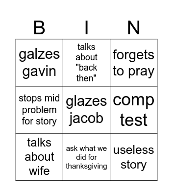 mr wilson Bingo Card