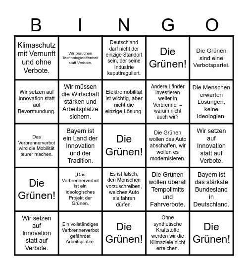 Söder Bullshit Bingo Card