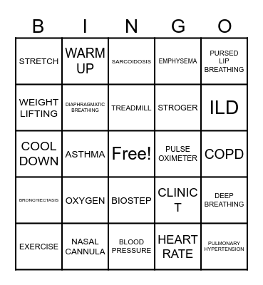 PULMONARY REHAB Bingo Card